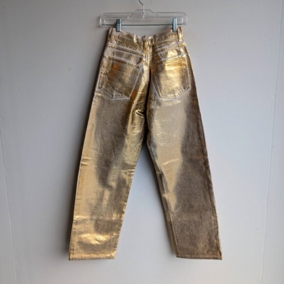 Zara gold metallic limited edition high rise boyfriend jeans - Picture 7 of 9